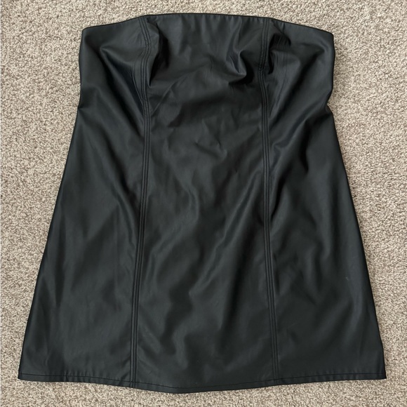 H&M | Dresses | Hm Black Leather Strapless Mini Dress | Poshmark